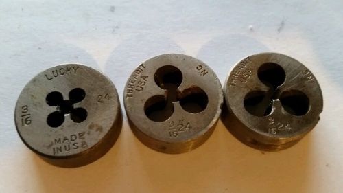 3/16 -24 NOS. USA MADE 1 inch external threading die new round 3pcs