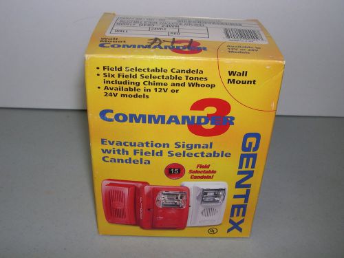 Gentex commander 3 ges3-24wr evacuation signal horn strobe fire alarm wall 24vdc for sale
