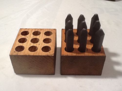 Vintage Steel Number Punch Die Set  3/32 With Original Wood Box