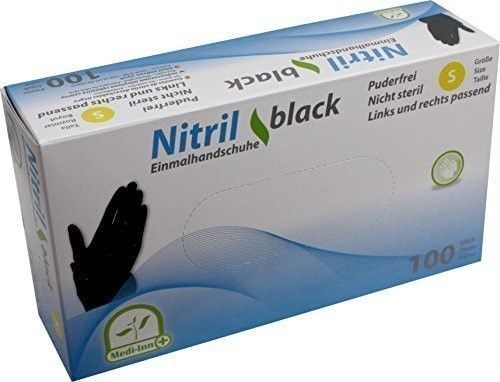 Box of 100 Medi-Inn Nitrile Black Powder Free Disposable Examination Gloves NEW