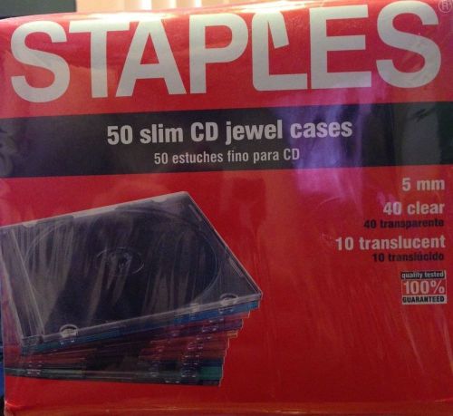 50pk Slim CD Jewel Cases Clear/Translucent Color CD DVD Blu ray  New Sealed Box