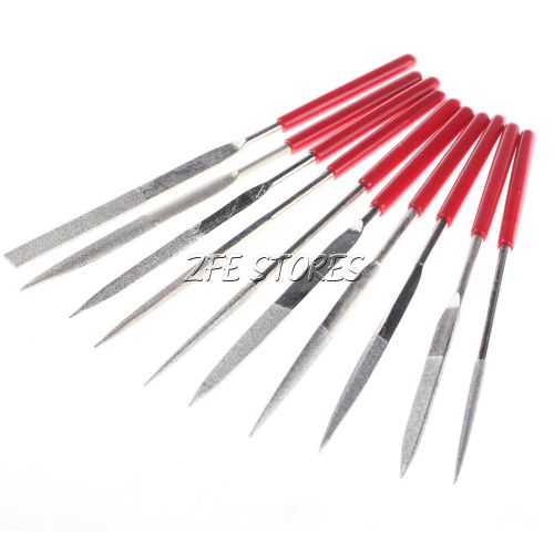 10 in 1 red handle diamond needle file set tool 140mm for sale