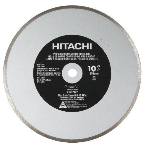 Hitachi 728767 10-inch wet and dry cut continuous rim diamond saw blade for tile for sale