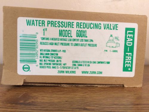 1&#034; Zurn Wilkins 600XL Water Pressure Reducing Valve  Lead-Free USA