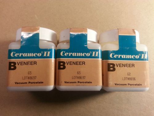 Ceramco ii veneer porcelain 3 one ounce bottles dental lab/dentist for sale