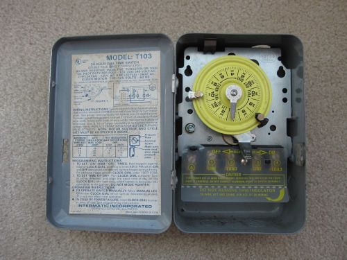 Intermatic t103 timer, 120 volt  24-hour dial time swtich, dpst for sale