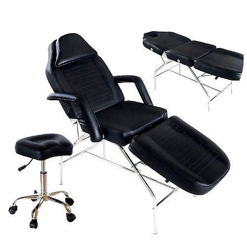 Spa Salon Massage Beauty Equipment Facial Chair Bed Tattoo w/ Adjustable Stool