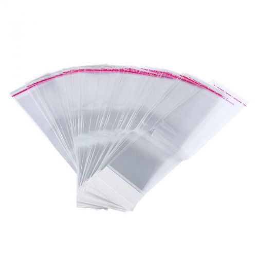 100PCs Transparent Self Adhesive Plastic Bags Findings 26x7cm Usable 21.5x7cm