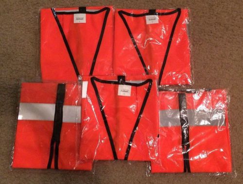 Lot of 5 orange safety vest /reflective strips ansi/dot class i and ii size: l for sale