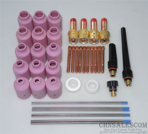 46 pcs tig welding torch gas lens kit wp-17 wp-18 wp-26 wl20 lanthanate tungsten for sale