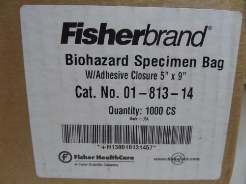 Fisherman Biohazard Specimen Bags W/ Adhesive Closure 01-813-14 Lot of 1100