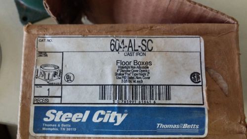 Steel city 604-al-sc nib cast iron floor box w/ alum plug cover duplex #b43 for sale