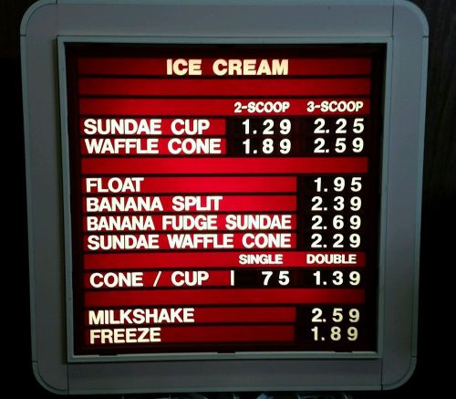 Ice cream menu sign
