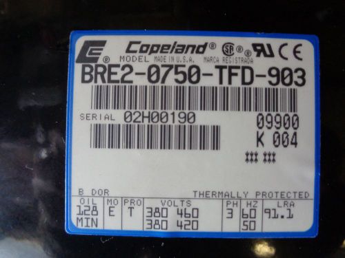 New copeland scroll refrigeration compressor bre2-0750-tfd-903 for sale
