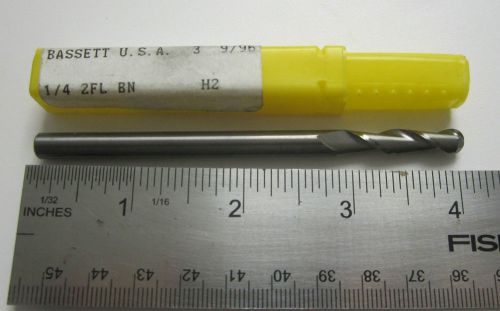 New bassett 1/4&#034; ball nose two flute solid carbide end mill for sale