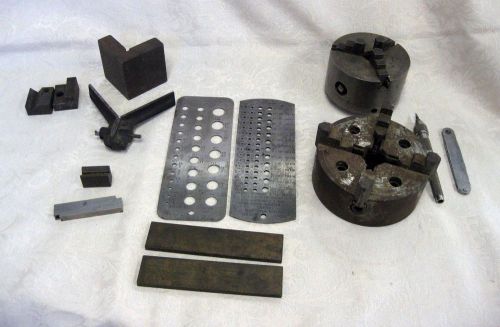 LARGE LOT OF MACHINISTS PIECES -LATHES 1-MISSING BACK PLATE--PR. PARALLELS-ETC