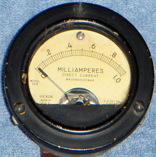 Vintage Hickok Milliamperes Model 56 R Direct Current MR26WOO1DCMAR Made in USA