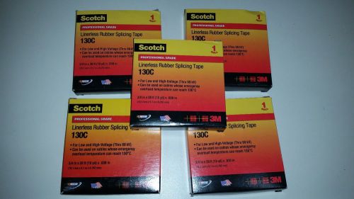 (Lot of 5) 3/4inx30ft  3M Scotch 130C Linerless Rubber Splicing Tape