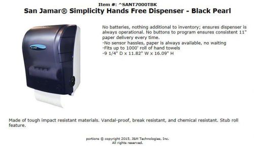 San Jamar Simplicity Hands Free Dispenser  Black Pearl