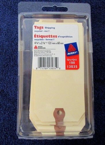 Shipping Tags Avery 13035 Size 5 Reinforced Hole 100/pack 4-3/4 x 2-3/8 A13-3