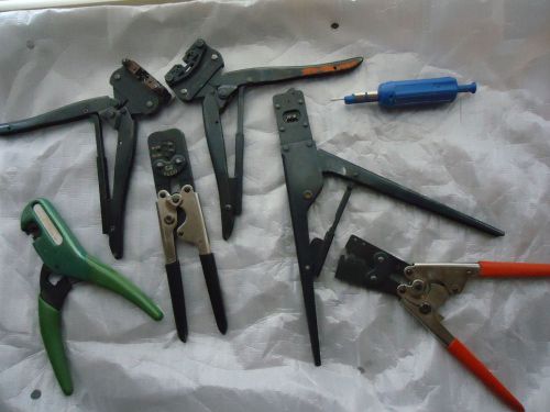Lot of 7 cable crimper crimp tools Amp F/J,  T&amp;B,  Elco 06-78-52-01, MORE