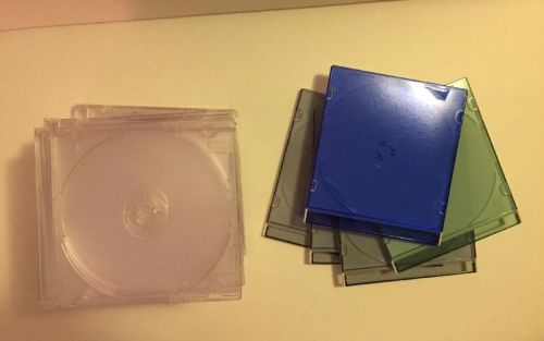 CD/DVD Jewel Slim Cases Lot Of 25 - 20 Clear/5 Color Pack -