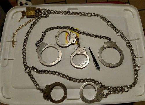 Lot of handcuffs &amp; leg irons with key for sale