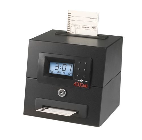 Pyramid 4000HD Heavy Duty Calculating Time Clock +750 Timecards &amp; 2 Replacement