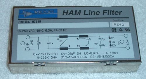 Vicor HAM Line Filter P/N: 07818 - New