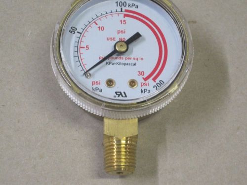 2-Inch low pressure gauge for Acetylene Regulators 0-30 P.S.I, 1/4&#034;-18NPT, 2-30
