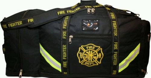 BLACK FIRE FIGHTER DEPT 3XL TURNOUT BUNKER GEAR BAG FIREMAN HELMET POCKET FB10