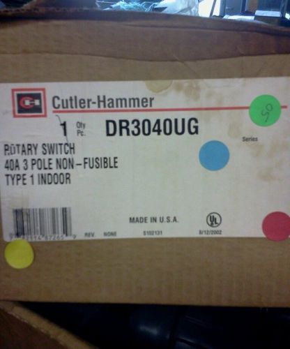 Cutler Hammer DR3040UG Rotary Switch 3 Pole 40 Amp