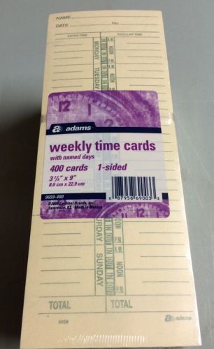 400 Weekly 1-Sided Time Cards 3 2/5&#034; X 9&#034; Adams 9659
