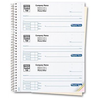 3 to a Page Cash Receipt Books
