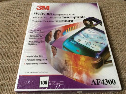 3M AF4300 WRITE ON TRANSPARENCY FILM 8.5&#034; x 11&#034; 100 COUNT NEW FACTORY SEALED