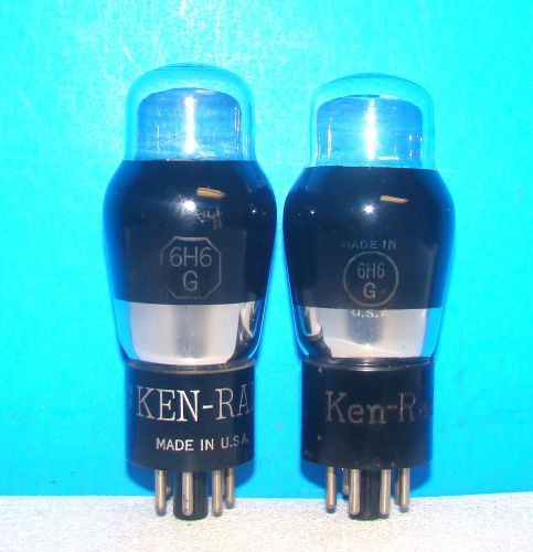 6H6G Ken-Rad vintage electron radio vacuum tubes 2 valves tested ST shape 6H6GT