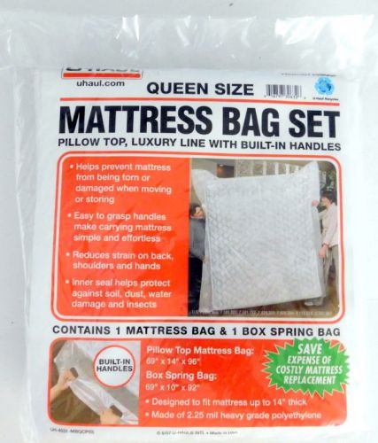 U-Haul Mattress Bag Set QUEEN SIZE Pillow Top, Luxury Line w/ Built in Handles