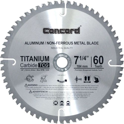 Concord blades acb0725t060hp 7-1/4-inch 60 teeth tct non-ferrous metal saw bl... for sale