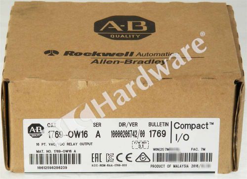 New Sealed Allen Bradley 1769-OW16 /A 2016 1769-0W16 CompactLogix Relay Output
