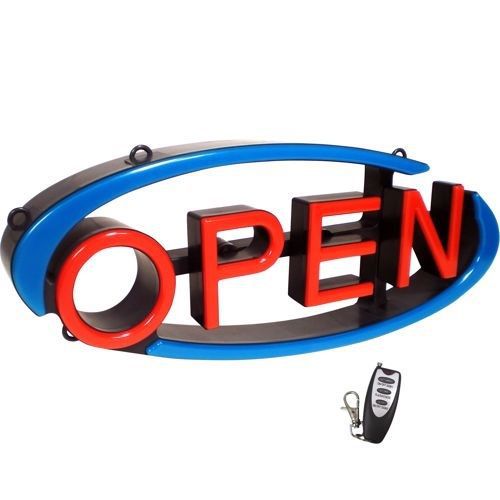 Mystiglo LED Swivel OPEN Sign with Remote Red &amp; Blue