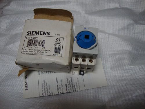 SIEMENS LBR3025 LBR 3025 DISCONNECT SWITCH, ROTARY SWITCH, 25A 3 POLE
