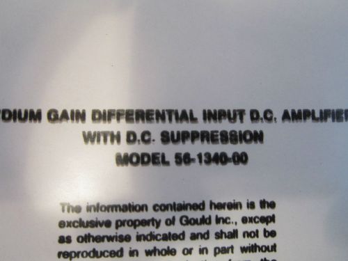 Gould 56-1340-00 Medium Gain Differential Input DC Amplifier Manual