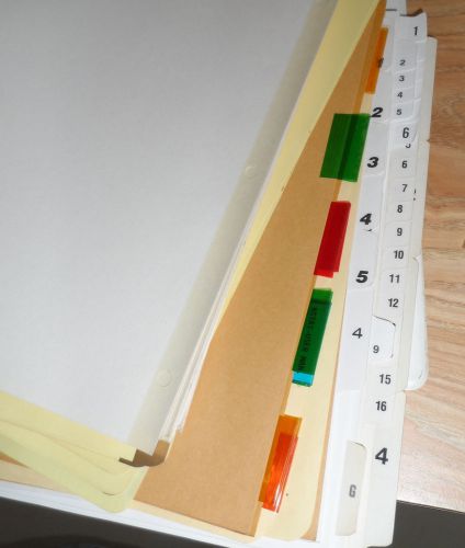 LOT 220 Pcs Colored File Binder Divider Numbers Craft Sketch Papers Yellow Blue
