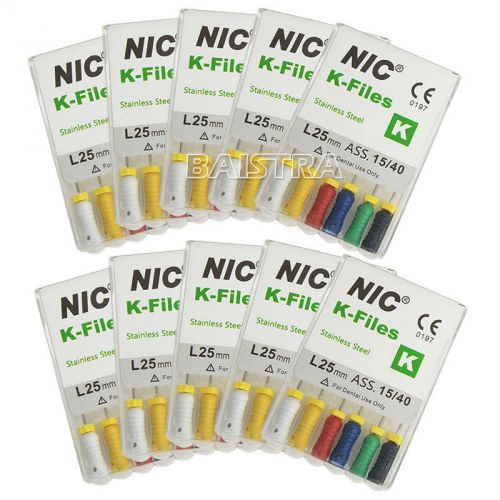 10 kits dental hand use root canal k-file stainless steel #015-040 25mm 6pcs/box for sale