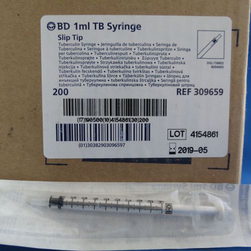 Box/200 BD 1mL TB Syringe Tuberculin Slip Tip 309659