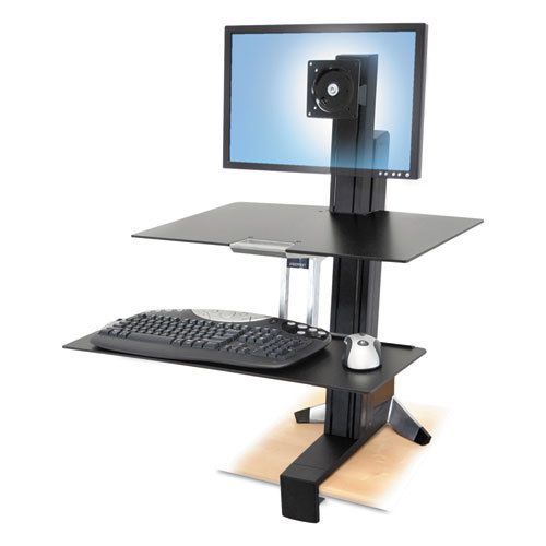 WorkFit-S Sit-Stand Workstation w/Worksurface, LCD LD Monitor, Aluminum/Black
