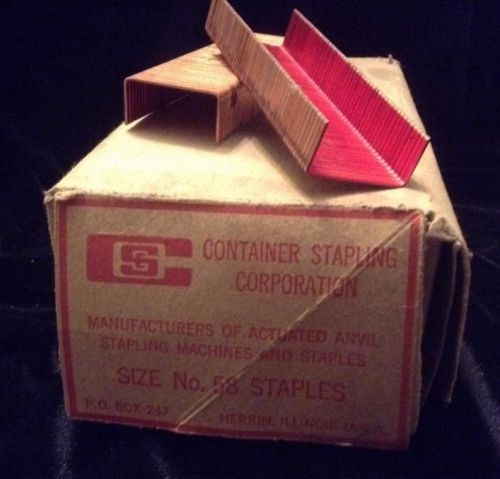 Vintage Container Stapling Corp. Box Of Staples Size No. 58 (1 1/2&#034; X 1/2&#034;)