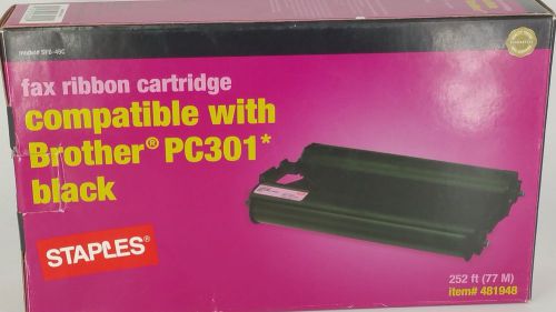 NEW Staples Fax Ribbon Cartridge BLACK SFB-45C ~ Compatible Brother PC301