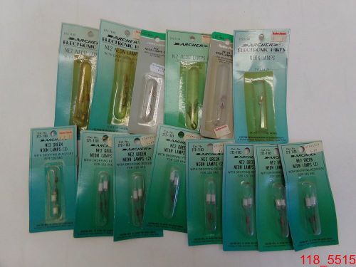 Mixed lot of 14 radioshack ne2 n-2 n-2h green neon lamps 272-1100...1103 for sale