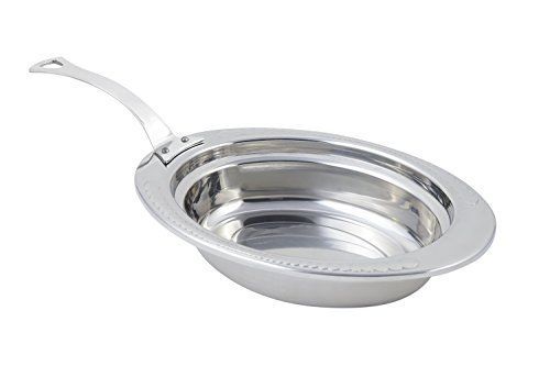 Bon Chef 5404HLSS Full Oval Pan, Laurel Design with Long Handle, Stainless Steel